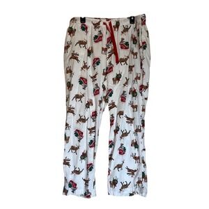 Old Navy Mens Pajama Pants XL White Reindeer Christmas Print Sleepwear Pants